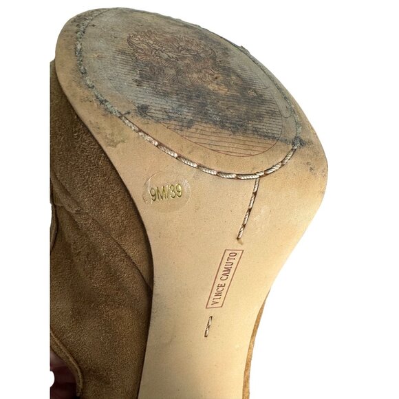 Vince Camuto Kamaye Ghillie Platform Sandal Tan Suede Lace-UP Chunky Heels 9 - Picture 8 of 12